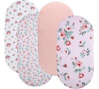 Bassinet Sheets 4 Pack Compatible with SNOO Smart Sleeper, Dream On Me Lacy Portable and Safety 1st Sleeper Bassinet,Stretchy Ultra Soft Floral/Pink