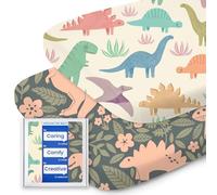 Bassinet Sheets for Baby Boy Girl, TotBasic Buttery Soft Universal Bassinet Fitted Sheet, Compatible with Halo, Mika Micky, Baby Delight, Dream On Me, Maxi COSI & More Bassinet Mattress(PinkDinosaurs)
