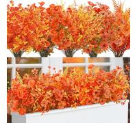 Bassion Artificial Fall Flowers for Outdoors, 15 Bundles UV Resistant Faux Autumn Plastic Plants Fake Mums Flowers for Thanksgiving Home Decor Porch Yard Pot Planter Farmhouse Indoor Decorations