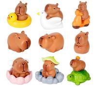 BASSION Mini Capybara Figurines, 13 Pack Miniature Cute Capybara Resin Animals for Fairy Garden Bonsai Miniature Landscape Desktop Dollhouse