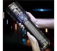 BASSJRT Rechargeable High-Power LED Flashlight, 5 Modes Zoomable Tactical Lantern, Flashlight with Long-Range Beam and COB Light, Portable Outdoor Flashlight for Camping Hiking