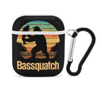 Bassquatch Fishing Funny Bigfoot PC Headphone Case for AirPods 1 And 2 Earphone Cover Earbuds Accessories with Keychain