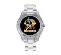 Bassquatch Fishing Funny Bigfoot Quartz Wrist Watch Stainless Steel Watches for Men Women Easy to Read
