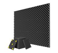 Bassulouda 12 Pack 1" X 12" X 12" High Density Fire Retardant Acoustic Foam Recovery Panels, Black