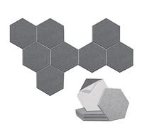 Bassulouda 8 Pack Self Adhesive Hexagonal Acoustic Panels Soundproofing Panel for Studios/Recording Studios/Offices, Grey