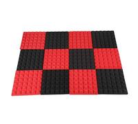Bassulouda Charcoal Acoustic Foam Tiles Soundproofing Foam Panels Padding Studio Sound 2 X 10 X 10 Inches (Black Red)