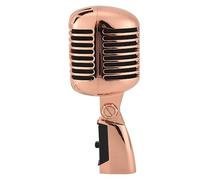 Bassulouda Classic Vintage Wired Professional Microphone with Dynamic Vocal Microphone for Live Karaoke (Rose Gold)
