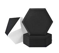 Bassulouda Pack of 12 Self Adhesive Acoustic Panels, 14 X 12 X 0.4 Inch Soundproof Panels, Black Hexagonal Soundproofing Panels