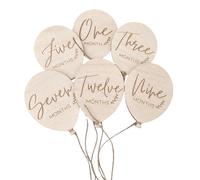 Basswood Baby Milestones Signs with Balloon Designs Wooden Baby Month Cards for Monthly Photos & Nursery Decoration