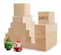 Basswood Carving Blocks for Crafts,Cymuber 24 PCS Whittling Wooden Blockss Kit with 3 Sizes,Wood Carving Blocks Wood Whittling Kit Crafts for Kids and Adults
