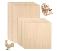 Basswood Sheets, 12 Pcs Blank Plywood Sheets 1.5mm Thin Craft Basswood Sheet Squares Board for Crafts Painting 200x100mm, 100x100mm
