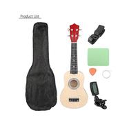 (basswood) Ukulele Combo 21 Ukulele Black Soprano 4 Strings Uke Hawaii Bass Stringed Musical Instrument Set Kitstunerstringstrapbag