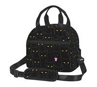 bassyil Black Cat Lunch Box Reusable Insulated Totes Lunch Bag Thermal Cooler Adjustable Shoulder Strap Bag for Men Women