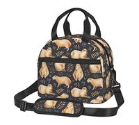 bassyil Capybaras Lunch Box Reusable Insulated Totes Lunch Bag Thermal Cooler Adjustable Shoulder Strap Bag for Men Women
