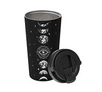 bassyil Goth Moon 17oz Insulated Coffee Mug with Flip Lid Handle Moon Phase Gothic Decor Black Stainless Steel Insulated Travel Witch Tumbler Cup Spill Proof Halloween Spooky Gifts for Women