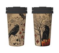 bassyil Halloween Vintage 17oz Insulated Coffee Mug with Flip Lid Handle Witch Spooky Themed Stainless Steel Insulated Travel Tumbler Spill Proof Halloween Cup Gift for Women Men Adults