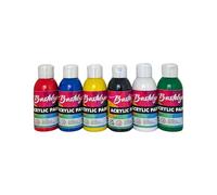 Bastelzone Paint Set 4 Colors 100ml Each Acrylic Paint for Kids, Adults and Artists. Suitable for Paper, Canvas, Wood, Stone, Fabric, Metal, Pouring etc. 4 x 100ml (6 Colors Set)
