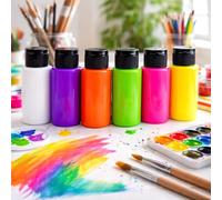 Bastelzone Premium Neon-Acrylic Paint Set for Artists - Highly Pigmented Acrylic Paints. Ideal for Professional Applications (6 Neon Colours x 60 ml)