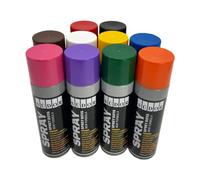 Bastelzone Spray Paint Set 10 Colours Each 200ml Quick Drying Graffiti Paint Spray Can for Wood Stone Wall Metal Glass Black White Blue Green Red Yellow Purple Orange Pink Brown