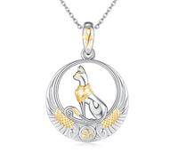 Bastet Necklace 925 Sterling Silver Egyptian Cat Necklaces Ankh Eye of Horus Pendant Ancient Egypt Mythology Jewelry Gifts for Women Goddess