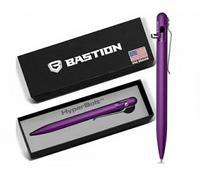 BASTION Bolt Action Pen - Aluminium Purple Slim - HyperBolt EDC Pen, Refillable Metal Writing Pen, Premium Gift, Smooth Ballpoint Pen, Executive Pocket Pen