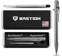 BASTION Slim Bolt Action Stainless Steel Pen with Gift Case - Luxury Executive Retractable Super Lightweight Cute Metal Pen - Ink Refillable Pocket EDC Writing Ballpoint Pens for Men & Women