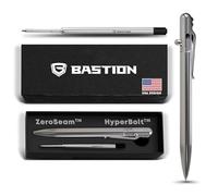 BASTION Slim Bolt Action Stainless Steel Pen with Gift Case - Luxury Executive Retractable Super Lightweight Cute Metal Pen - Ink Refillable Pocket EDC Writing Ballpoint Pens for Men & Women