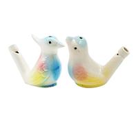 BASTOUR Ceramic Bird Pipe - Children's Bird Water Pipe Set, Handmade Ceramic Water Bird Pipe with Water Fillable Bird Call Whistle Gift for Children, Pack of 2