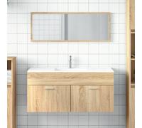 bastrop wooden bathroom cabinet with mirror in sonoma oak