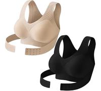 Bastwahl Posture Correcting Bra for Women Full Coverage Seamless Front Closure Cross-Back Anti Sagging Bras Breathable Shaping Adjustable Waist Support Wireless Posture Underwear Brasieres 1/2/3 Pack