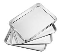 Bastwe Baking Sheets Set of 5, Stainless Steel Baking Pan Tray Cookie Sheet, Size 10 x 8 x 1 inch, Non Toxic & Healthy, Rust Free & Easy Clean
