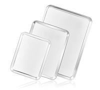 Bastwe Cookie Sheet Baking Sheet Set of 3, Commercial Grade Stainless Steel Baking Pan, Professional Bakeware Oven Tray, Healthy & Non-toxic, Rust Free & Mirror Finish, Easy Clean & Dishwasher Safe