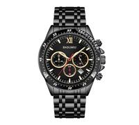 BASUMIU Stainless Steel Chronograph Watches for Men, Analog Quartz Mens Watches with Date, Business Men's Wrist Watches Elegant Gift for Men, A-Black Gold