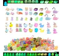 Basuo-9Q 100 Resin Miniature Animal Figures Glow in Dark for Doll House Micro Landscape Luminous Mini Portrait Fairy Garden DIY Easter Egg Fillings Ornament Accessories Party Favors