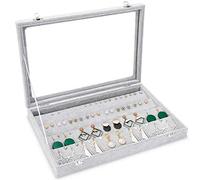 BASUWELL Earrings Pendant Velvet Glass Display Storage Holder Jewellery Earring Storage Box Case Organiser