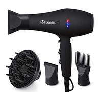 Basuwell Hair Dryer Ionic Professional HairDryer 2100W Salon Dryer 3 Heaters 2 Speed Settings Far Infrared Dryer Low Noise AC Motor with Hair Dryer Diffuser (Black)