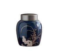 BASXDRFXZ Airtight Tea Container Bulk Tea Storage Jar Ceramic Tin Lid Portable Small Sealed Household Red Green White(C)