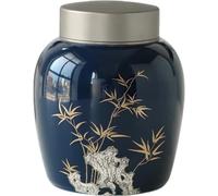 BASXDRFXZ Airtight Tea Container Bulk Tea Storage Jar Ceramic Tin Lid Portable Small Sealed Household Red Green White(A)