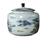 BASXDRFXZ Airtight Tea Container Ceramic Bulk Tea Storage Container Jar Large Capacity Sealed Retro Chinese Set Double Gift Box(D)