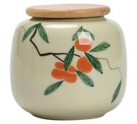 BASXDRFXZ Airtight Tea Container Creative Hand-painted Tea Storage Jar Ceramic Small Sealed Pu'er Black Green(B)