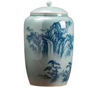 BASXDRFXZ Airtight Tea Container Hand-painted Landscape Tea Jar Extra Large Ceramic Creative Cake Sealed Kitchen Food Storage(A)