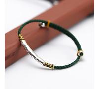 BASXDRFXZ Braided Bracelet Braided String Six-character Mantra Red Rope Bracelet Silver Daming Hand Female(Green)