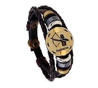 BASXDRFXZ Braided Bracelet Men's And Women's Hand-woven Bracelets Twelve Constellations Cowhide Personalized Woven Lucky Leather(Sagittarius)