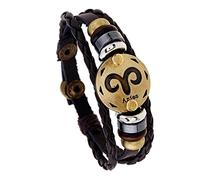 BASXDRFXZ Braided Bracelet Men's And Women's Hand-woven Bracelets Twelve Constellations Cowhide Personalized Woven Lucky Leather(Aries)