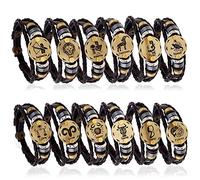 BASXDRFXZ Braided Bracelet Men's And Women's Hand-woven Bracelets Twelve Constellations Cowhide Personalized Woven Lucky Leather(Assorted)