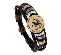 BASXDRFXZ Braided Bracelet Men's And Women's Hand-woven Bracelets Twelve Constellations Cowhide Personalized Woven Lucky Leather(Scorpio)