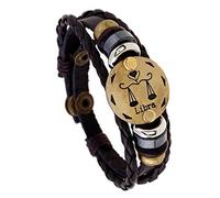 BASXDRFXZ Braided Bracelet Men's And Women's Hand-woven Bracelets Twelve Constellations Cowhide Personalized Woven Lucky Leather(Libra)