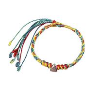 BASXDRFXZ Braided Bracelet Sterling silver hand-woven colorful rope, five-color thread, five-element braided, bracelet for men and women(14 cm)