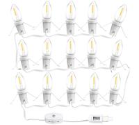 Basysion - 17.7ft Christmas Village Lights with C7 White Fixture Cord with 15 LED Bulbs and Warm White Output for Christmas, Halloween, Pumpkins, Village Houses, Christmas Decoration