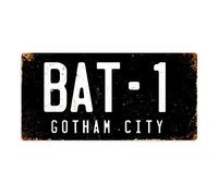 Bat-1 Gotham City Number Plate | Printed Metal Wall Sign Plaque - Sticky Pads | Printed Metal Wall Sign Plaque